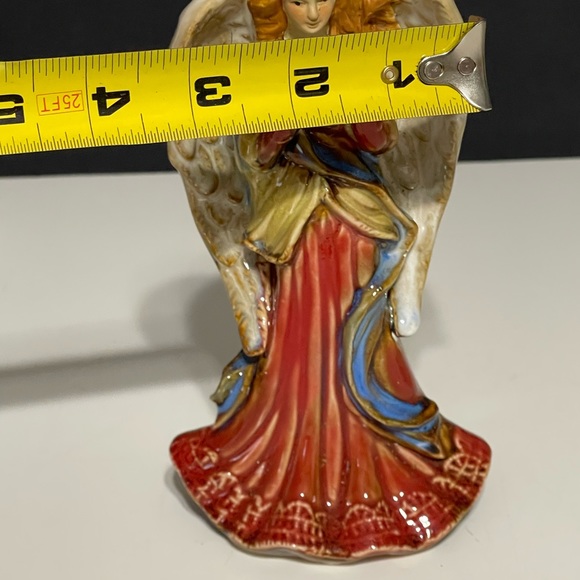 Vtg Beautiful Ceramic Angel Tii Collections With Red Dress Holding Book - Picture 3 of 11